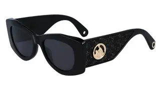 Lanvin LNV638S – Damskie czarne okulary przeciwsłoneczne Cat-Eye